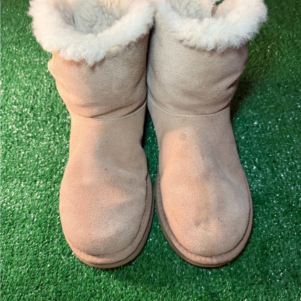 UGG Classic Mini Twist Chestnut Suede Fur Boots Womens Size 6 - Picture 10 of 11